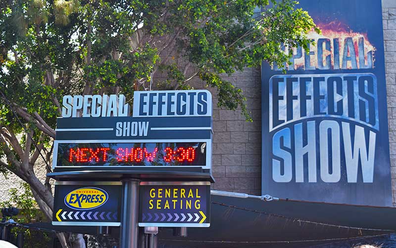 Sign for the Special Effects Show at Universal Studios Hollywood