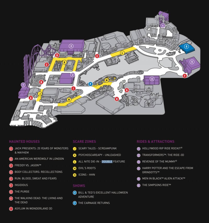 Mapa do ano passado quando o parque teve 7 casas mal assombradas