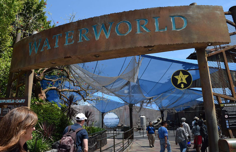 The entrance to the WaterWorld show