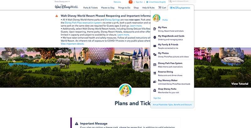 My Disney Experience - Login