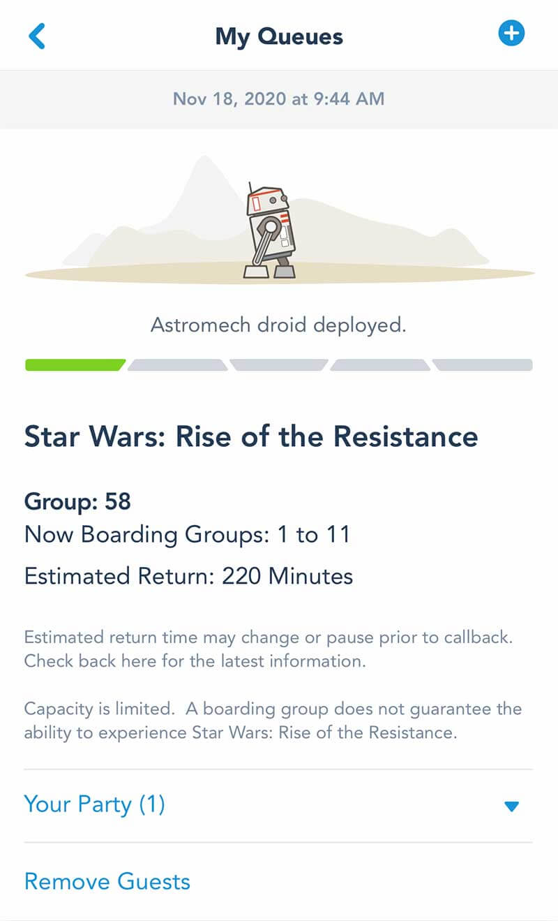 Rise of the Resistance Virtual Queue - Boarding Groups Called Screenshot