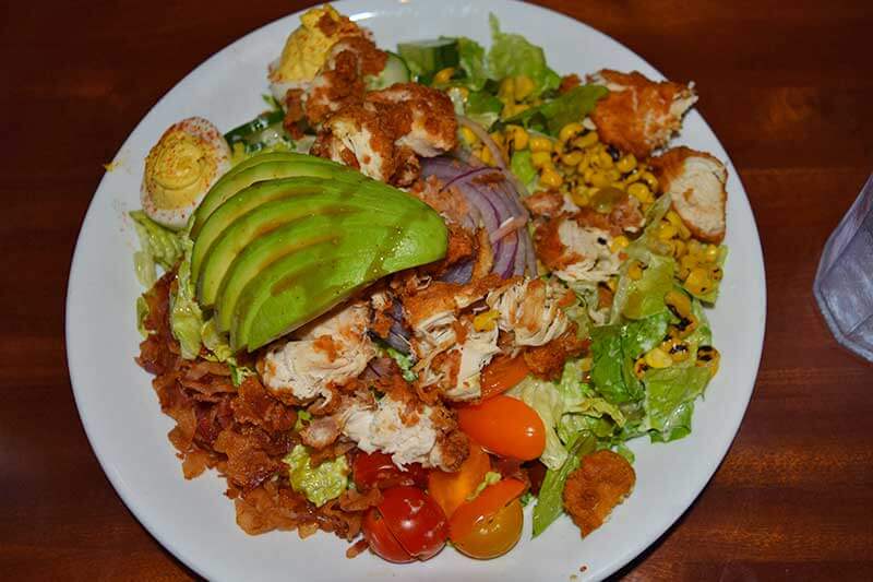 Salad at Splitsville with bacon, avocado and deviled eggs