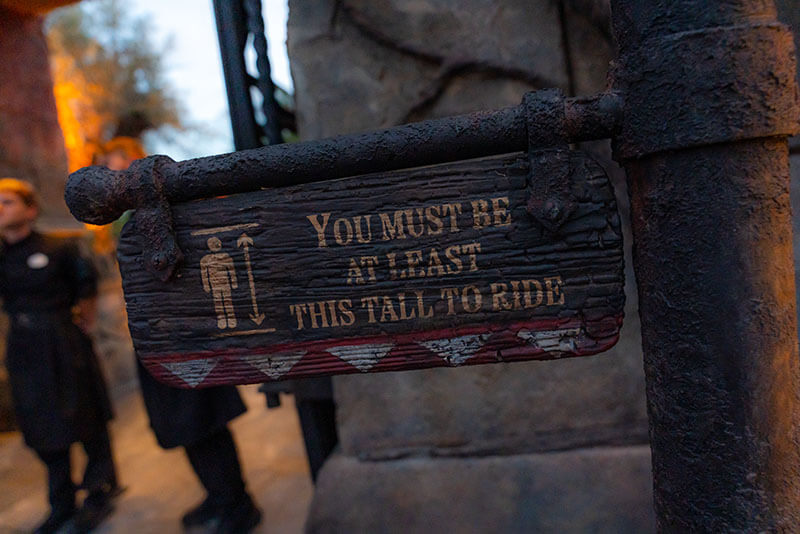 Epic Universe Height Requirements - Monsters Unchained Sign