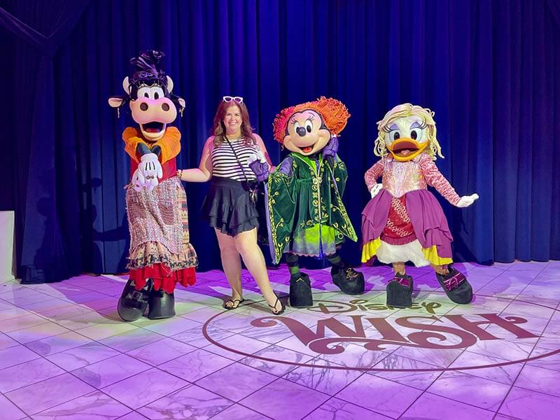 Halloween on the High Seas - Clarabelle, Minnie and Daisy dressed as the Sanderson Sisters.