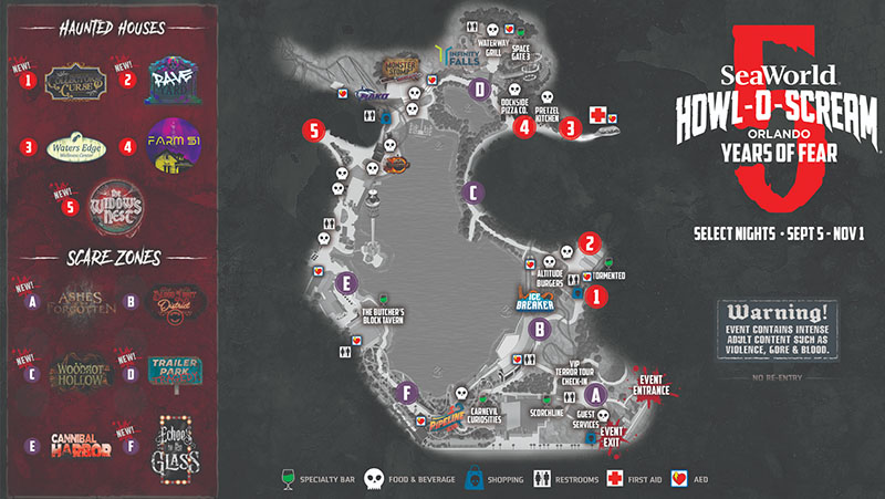 SeaWorld Orlando Howl-O-Scream - Map