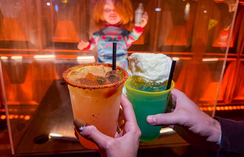 Where To Find the Best Drinks with Alcohol at Halloween Horror Nights Hollywood - Chucky's DIvE Bar drinks
