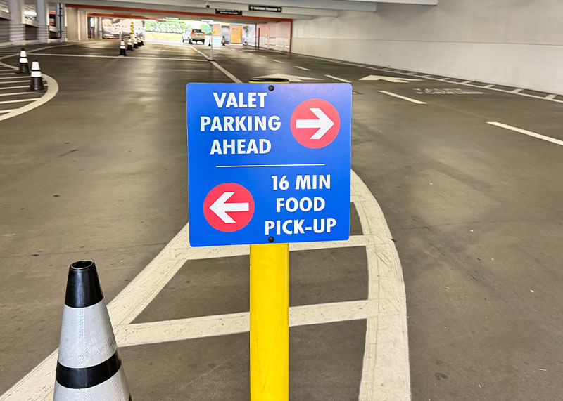 Universal Studios Hollywood Parking - Food pick up sign