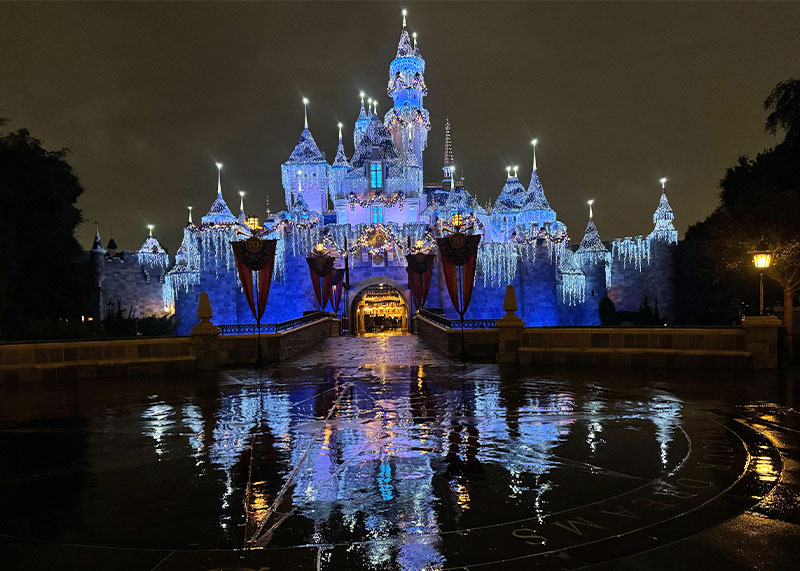 Essential Disneyland Rainy Day Tips - Disneyland Castle rainy night reflections