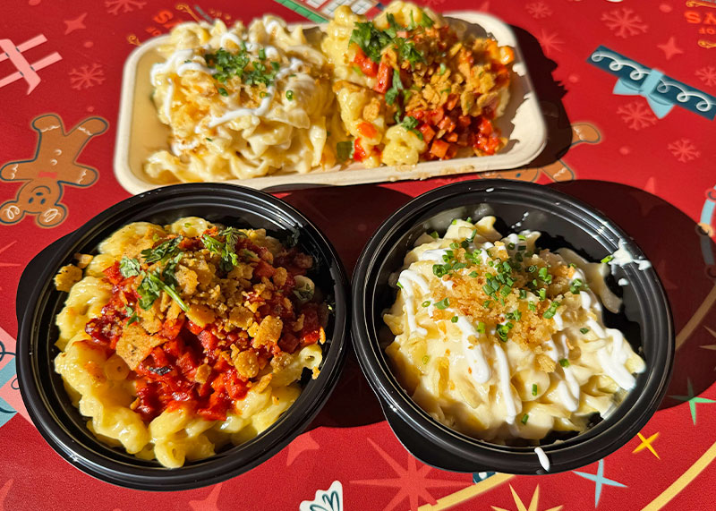 Where You Can Celebrate Hanukkah, Kwanzaa and More Global Holidays at the Theme Parks - Kugel mac and choose with other mac and cheese