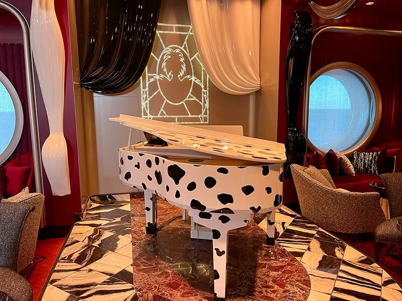 Disney Destiny Cruise Ship - De Vil's with Dalmatian spotted piano