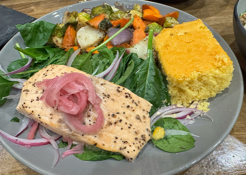 Our Festive Guide to Knott's Merry Farm - salmon salad