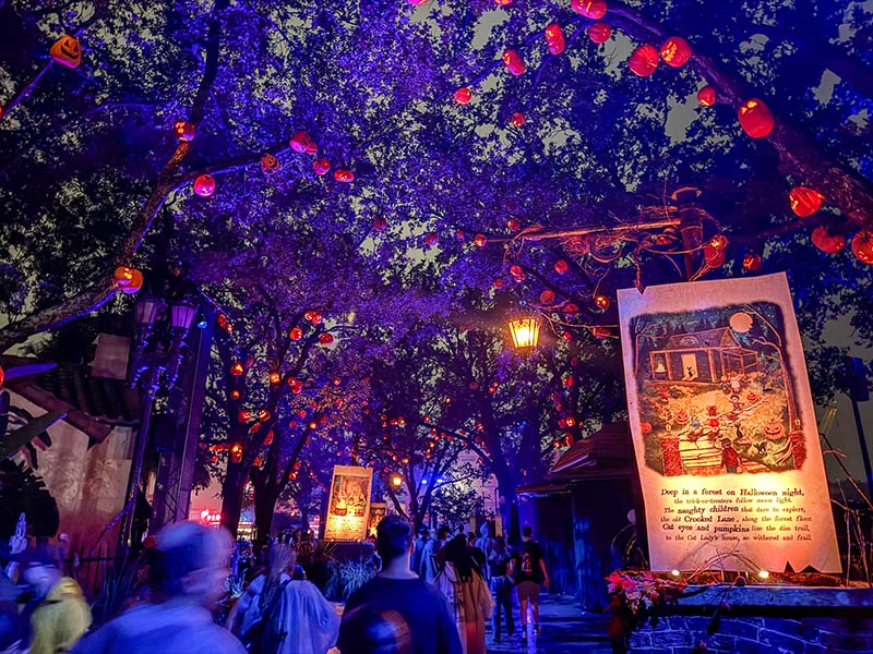 The Cat Lady of Crooked Lane Scare Zone at Universal Orlando Halloween Horror Nights