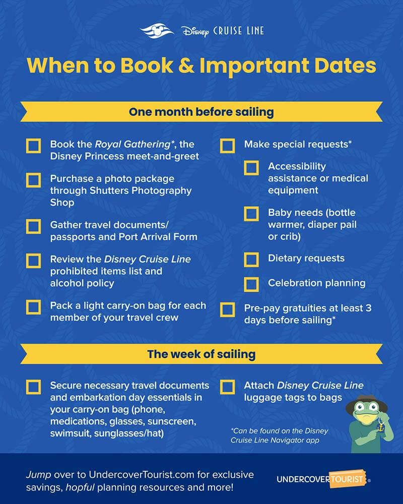 Cruise planning - Important dates checklist