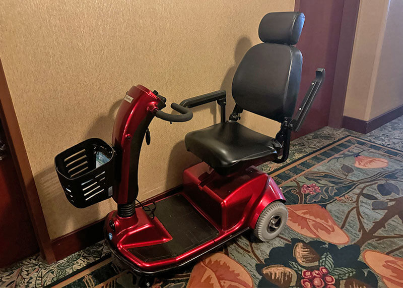 Guide to Using a Wheelchair or ECV at Disneyland - Wheelchair in hallway