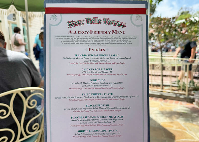 Disneyland Dining Packages — Where to Splurge & Where to Save - Allergy menu River Belle