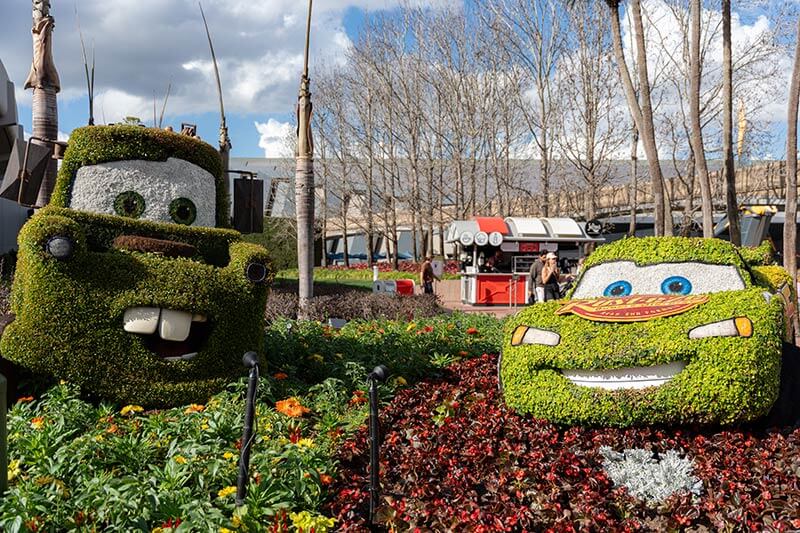 EPCOT Festivals - Lightning McQueen and Mater topiaries