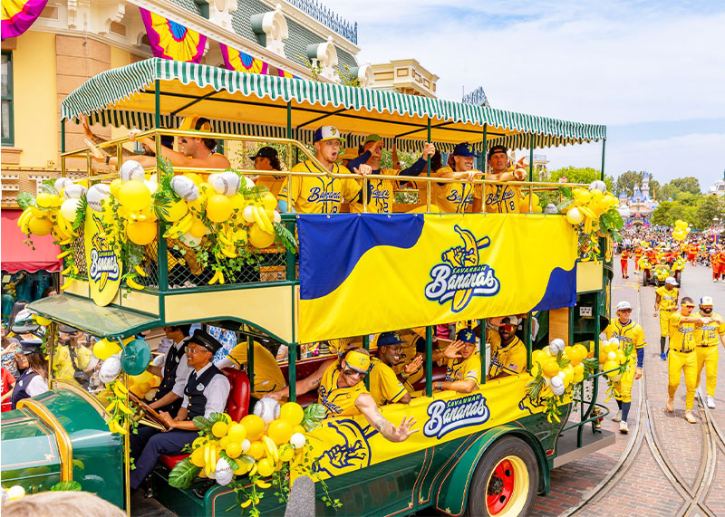 Savannah Bananas Day at Disneyland - Cavalcade Bus