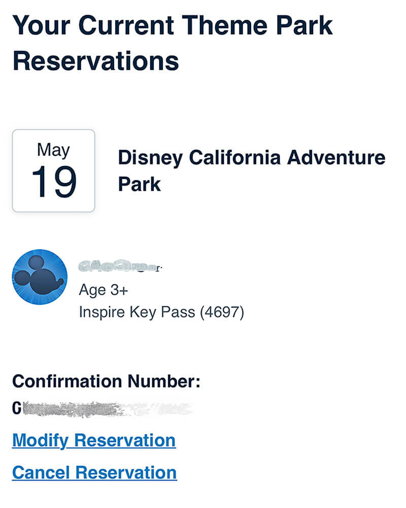 Disneyland Theme Park Reservation System Changes - Viewing your current reservations