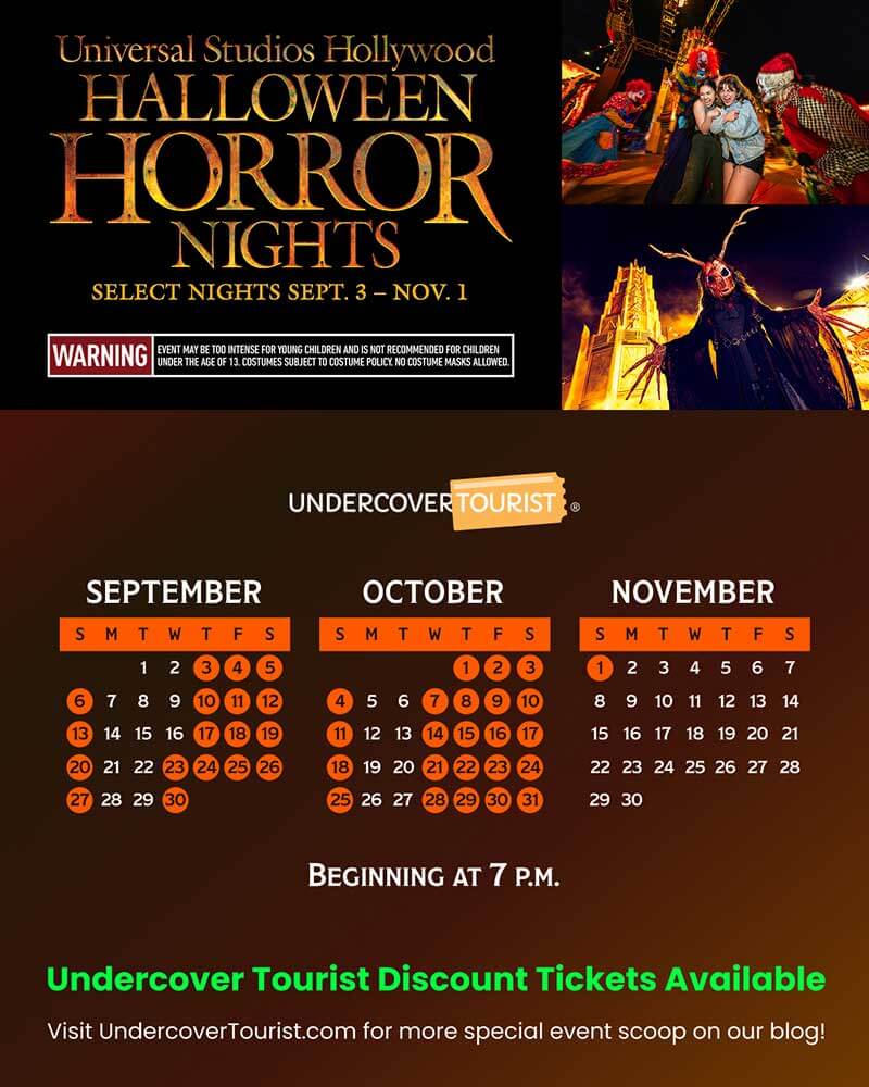 Halloween Horrors Nights Hollywood 2026 calendar of event dates