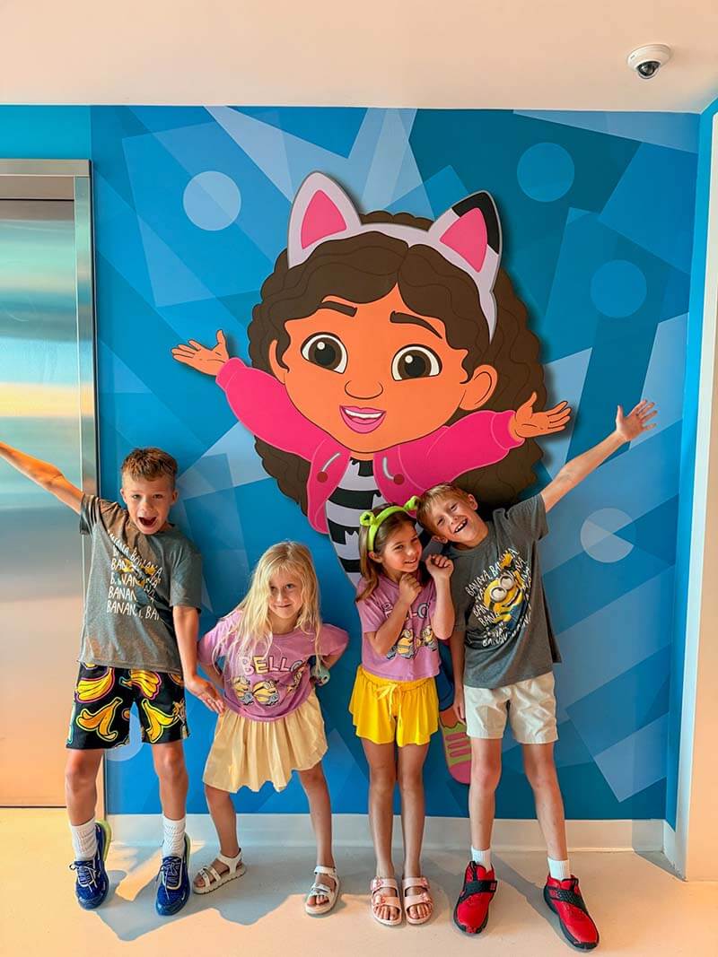 Kids in Front of Gabby's Dollhouse at Universal Kids Resort