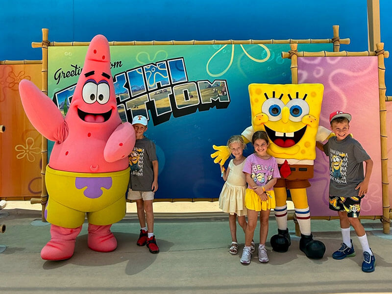 SpongeBob SquarePants and Patrick with Kids at Universal Kids Resort