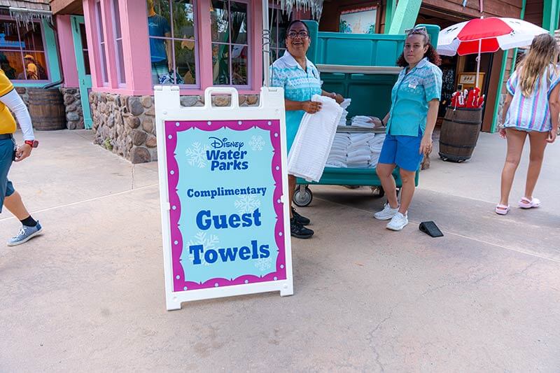 Guest towel pickup area at Blizzard Beach