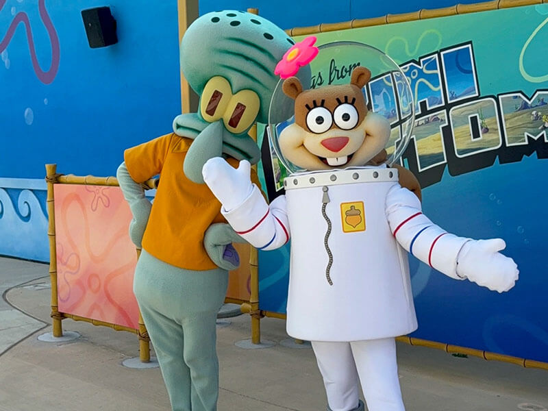 Squidward and Sandy at Universal Kids Resort