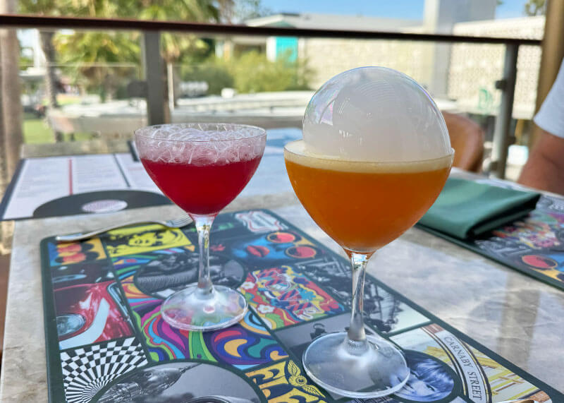 Cocktails in coupe glasses at Gordon Ramsay at The Carnaby