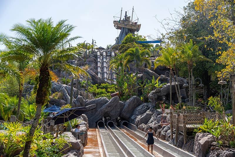 Body slides at Typhoon Lagoon Water Park.